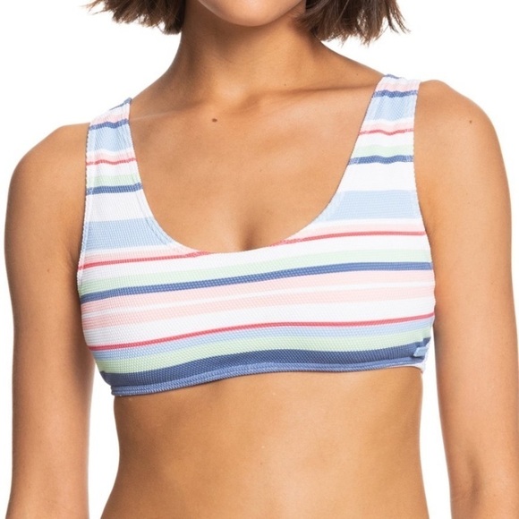 NWT Roxy Line Up Bralette Bikini Top in Stripe Print - Picture 1 of 8